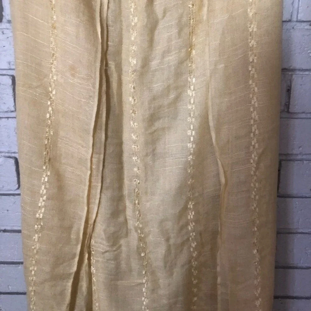 Jones New York Butter Yellow Striped Fringe Wrap Shawl Scarf Boho Resort Summer